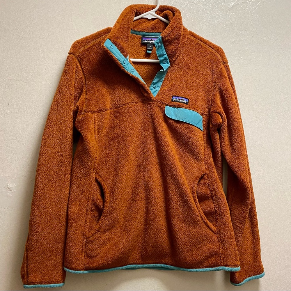 Patagonia Re-Tool Snap-T Fleece Pullover - Rust w/ Teal Trim *Rare!*